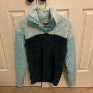 Eddie Bauer Light Blue and Dark Teal Fleece Hoodie